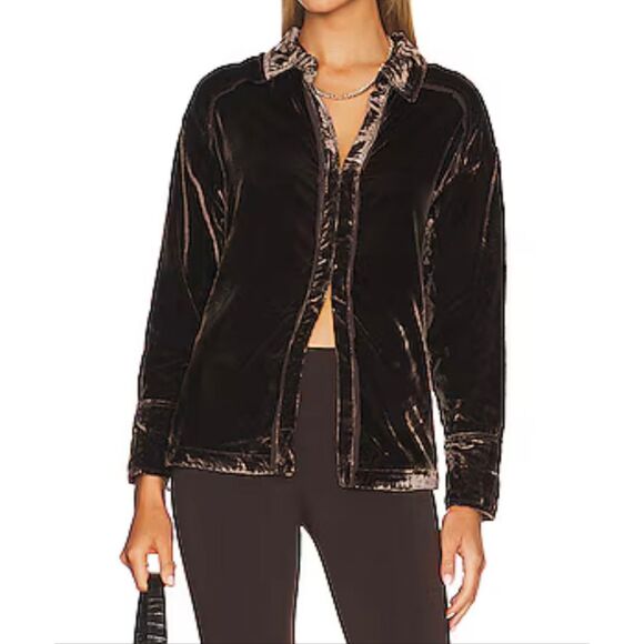 Free people Marianne Velvet Top in Midnight Brown size xs - Picture 8 of 9
